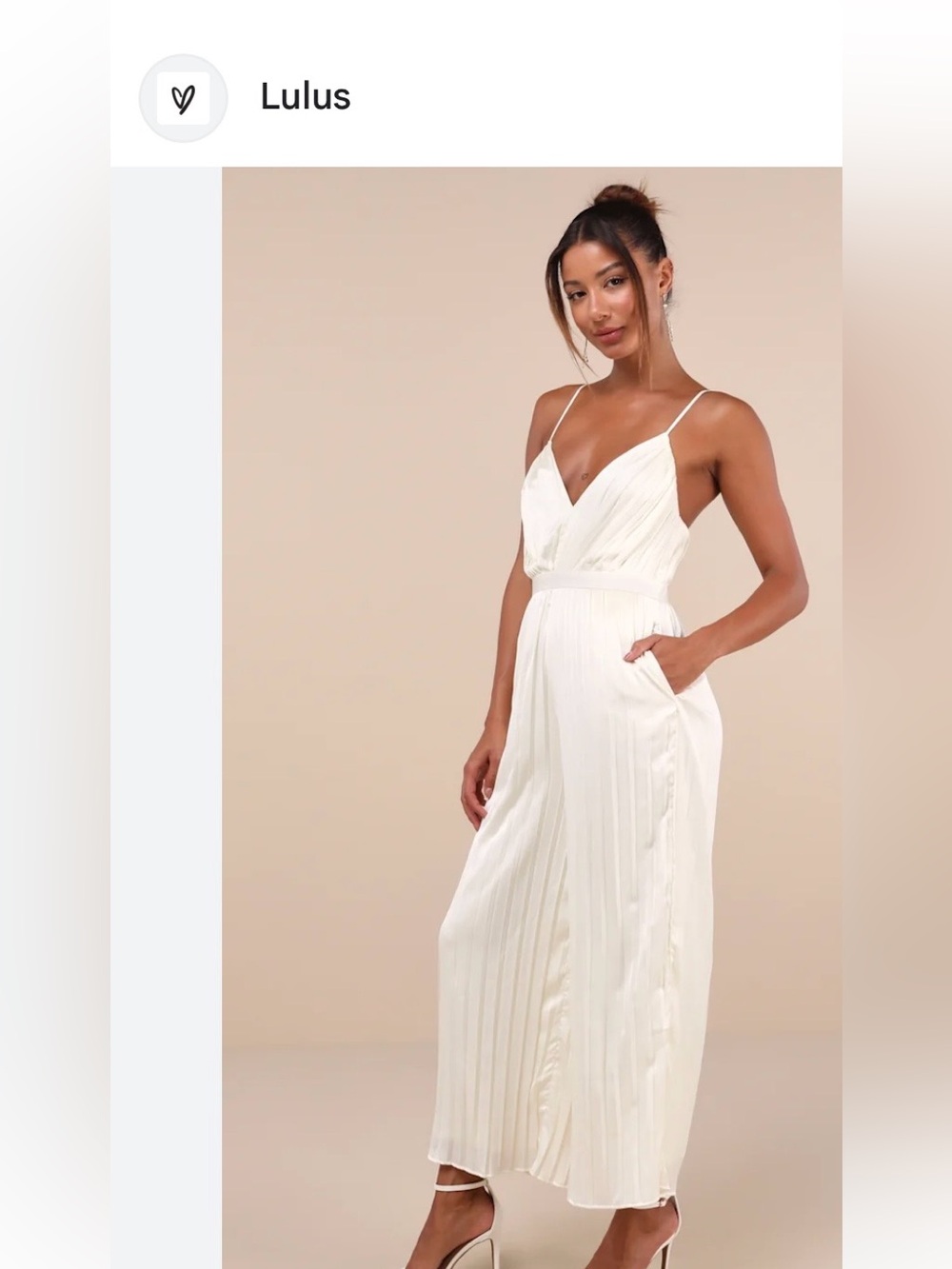 🆕 M Lulu's Ivory Pleated Jumpsuit Romper NWT